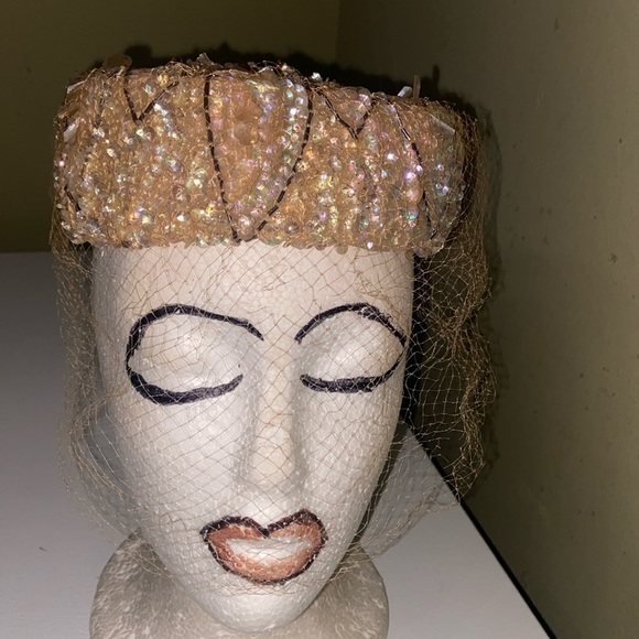 Really Cute Beige Topper/PB Hat/ Church by Coralie - Picture 1 of 11